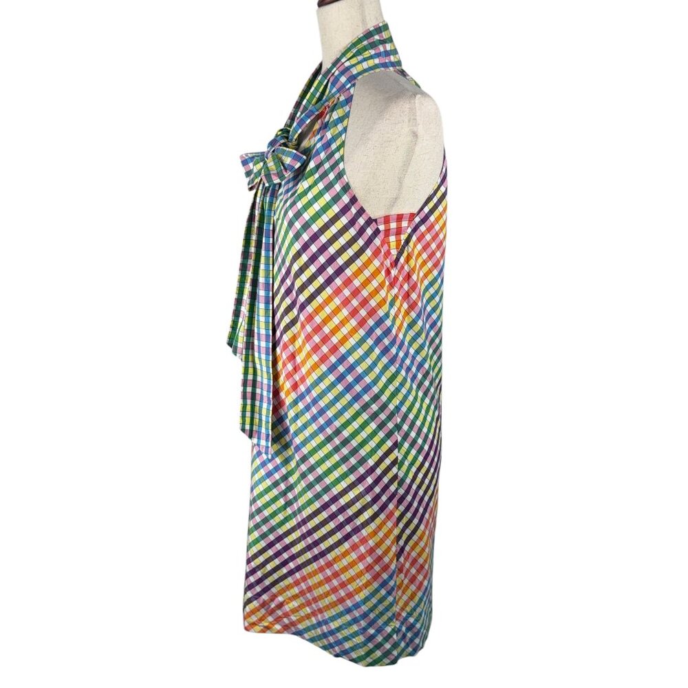 J. Crew Multi-color Plaid Halter Sleeveless Tie Mini Dress Size 2 - Picture 4 of 12